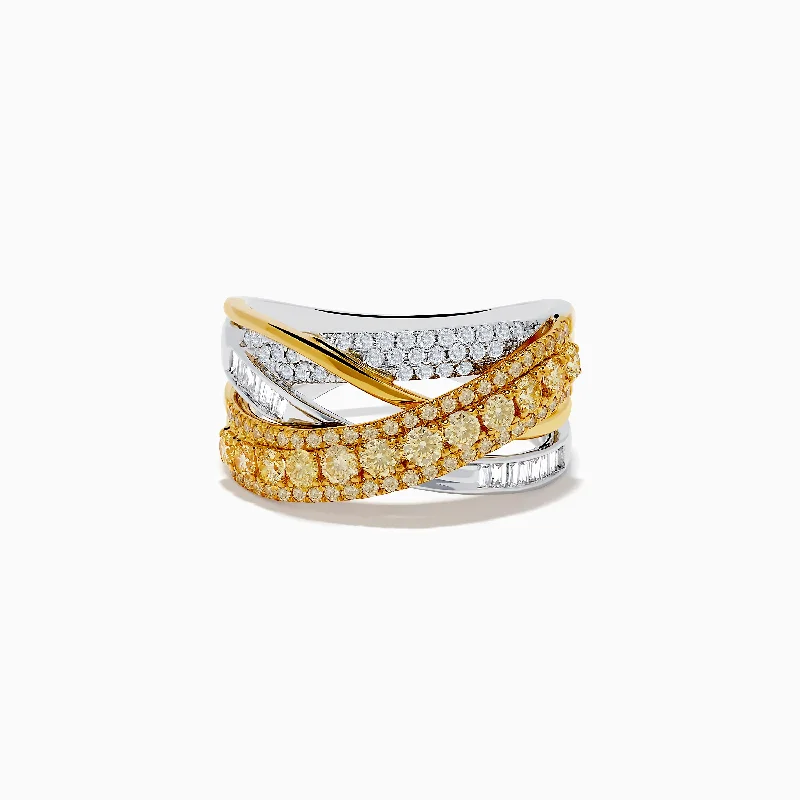 Canare Two-Tone White & Yellow Diamond Criss Cross Ring