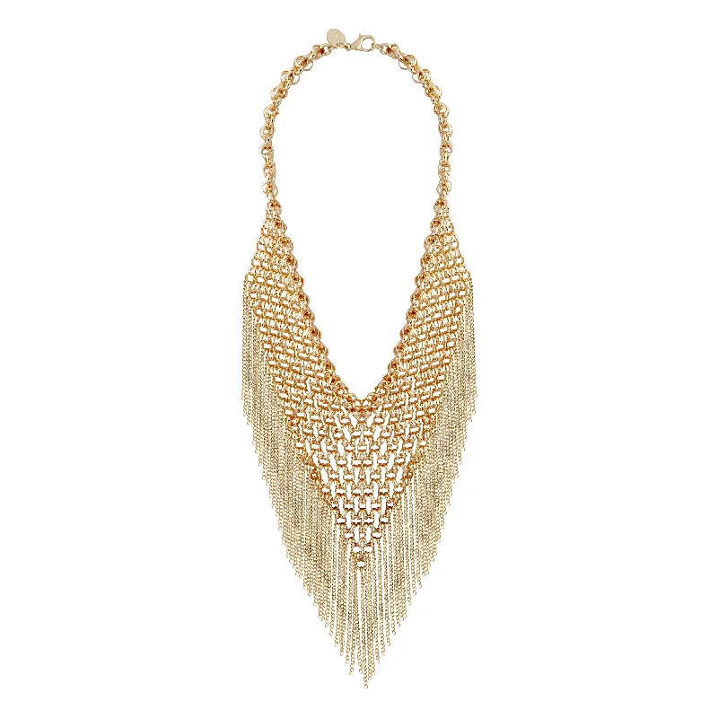 Gold Chain Link Fringe Necklace