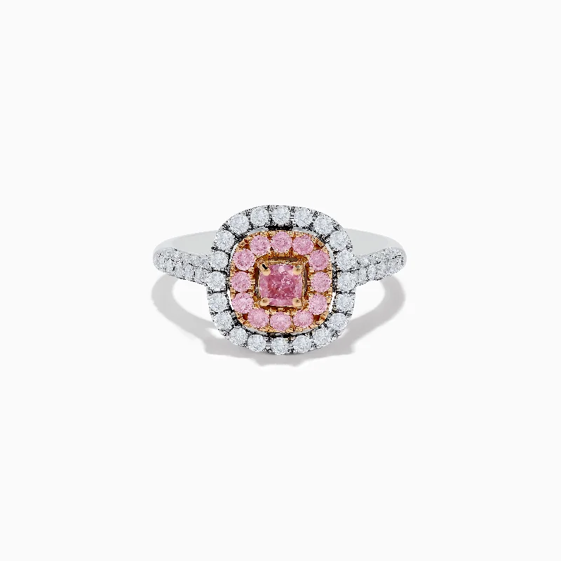 18K Two Tone Gold White and Pink Diamond Ring