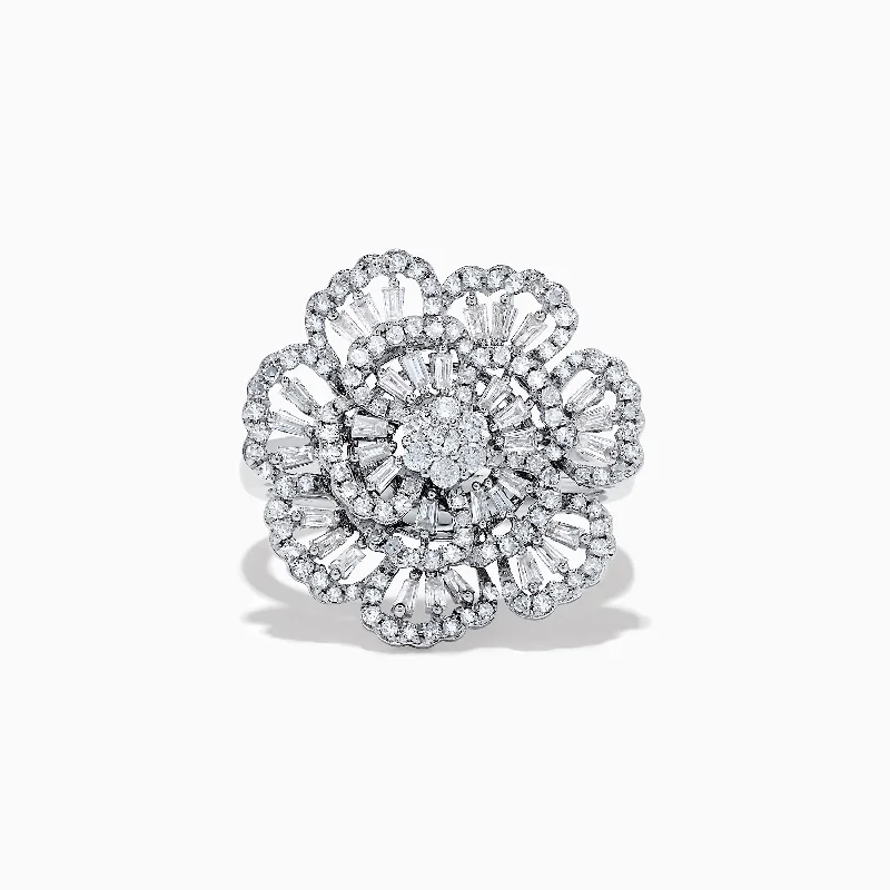 Pave Classica 14K White Gold Diamond Flower Ring