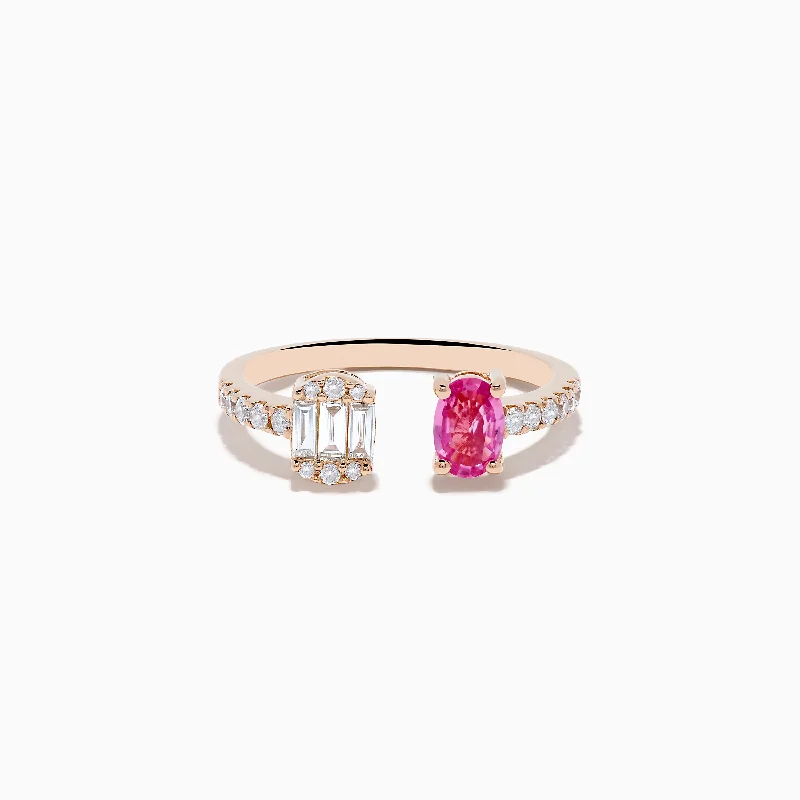 14K Rose Gold Pink Sapphire and Diamond Toi Et Moi Ring