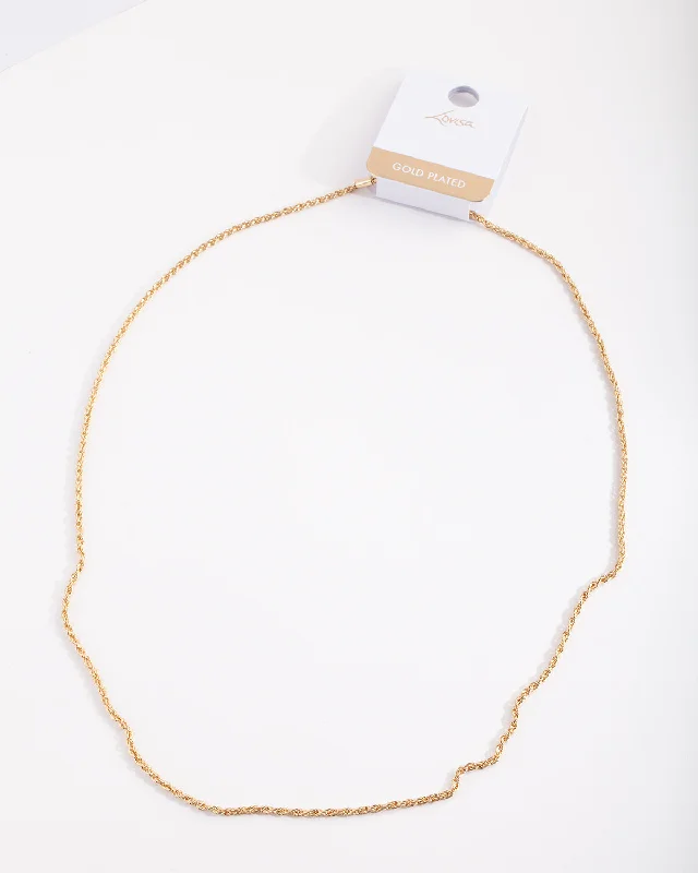 Gold Plated 60cm Rope Chain Necklace