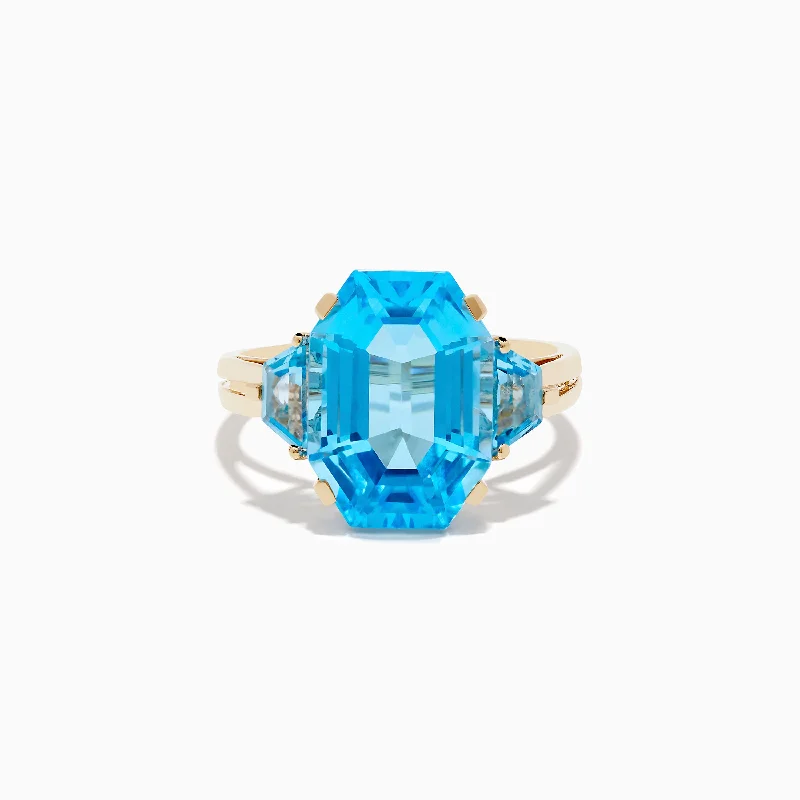 Ocean Bleu 14K Yellow Gold Blue Topaz Ring