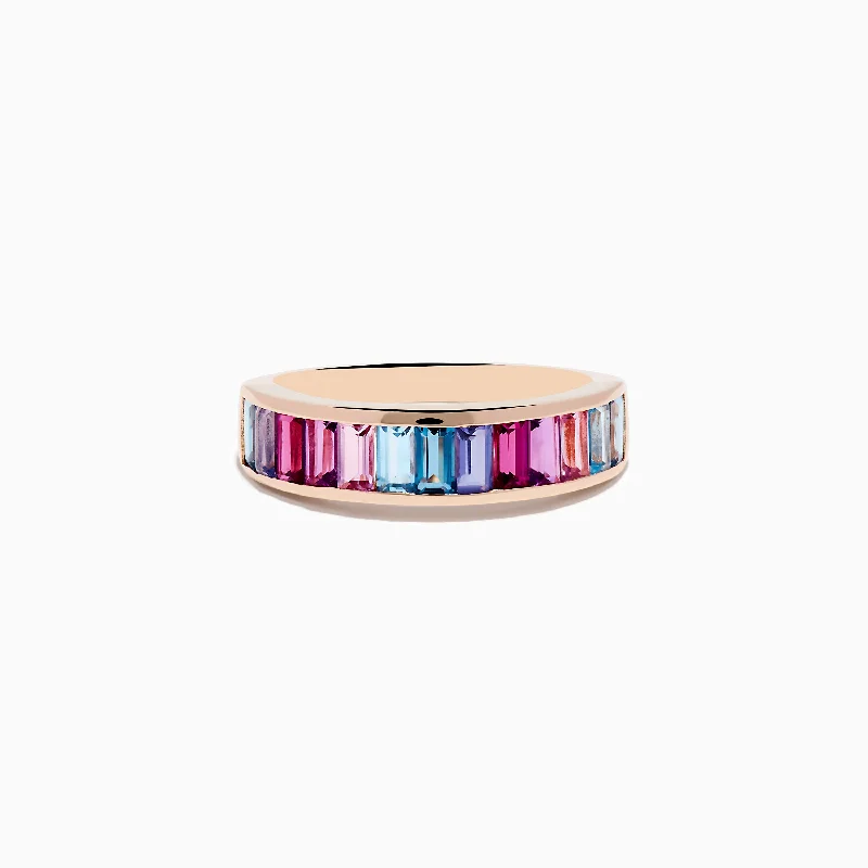 14K Rose Gold Multi Color Gemstone Band Ring