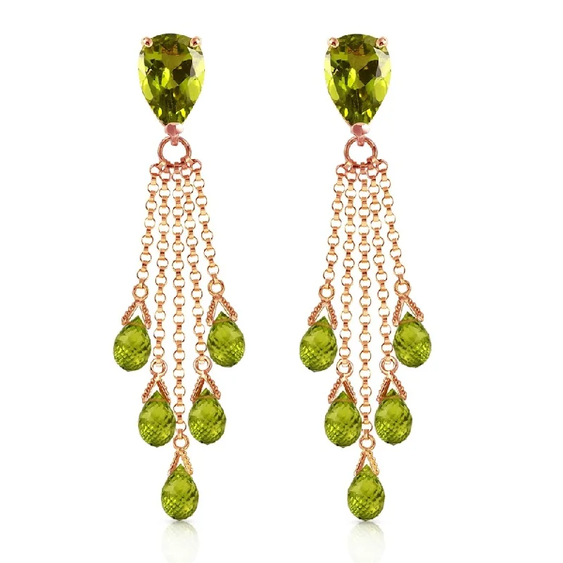 15.5 Carat 14K Solid Rose Gold Chandelier Earrings Briolette Peridot