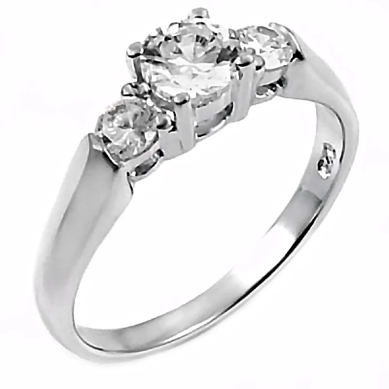 Tracy: 0.75ct Brilliant Russian IOF CZ 3 Stone Promise Engagement Ring