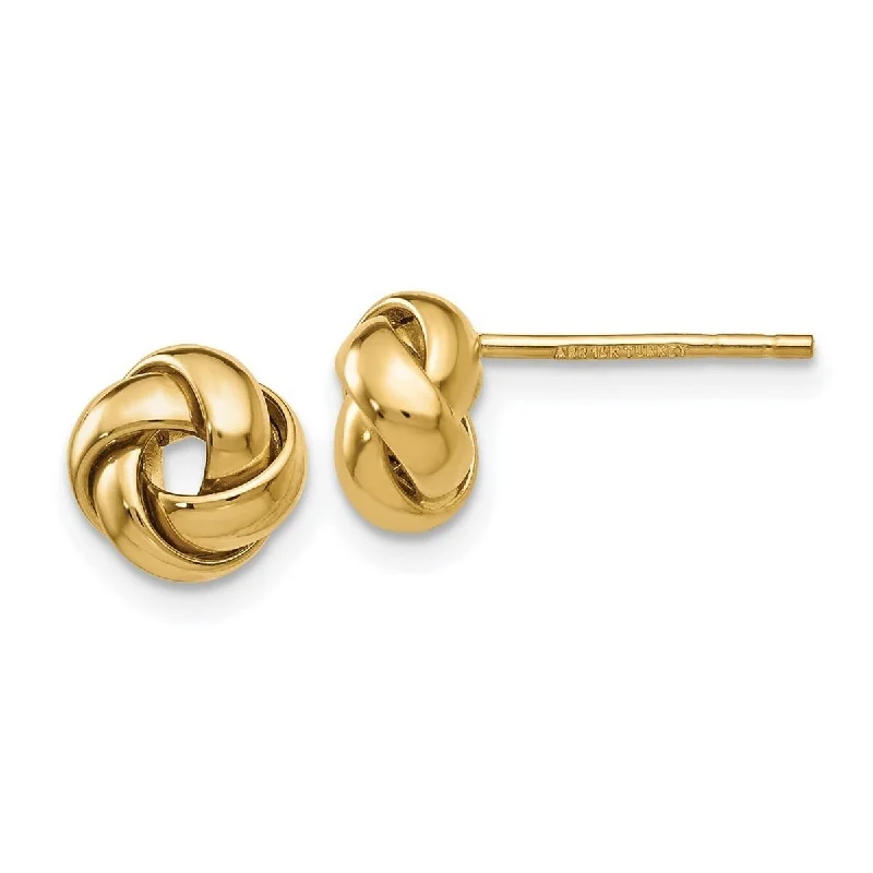 Curata 10k Yellow Gold 8mm Polished Puffed Love Knot Post Earrings