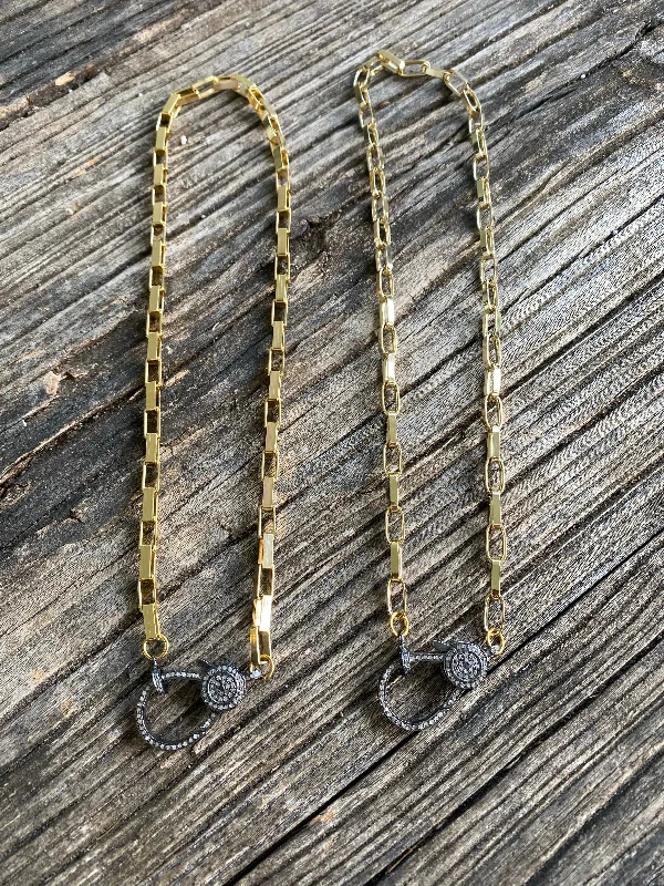 Gold Plated Chain with Pave Diamond Clasp